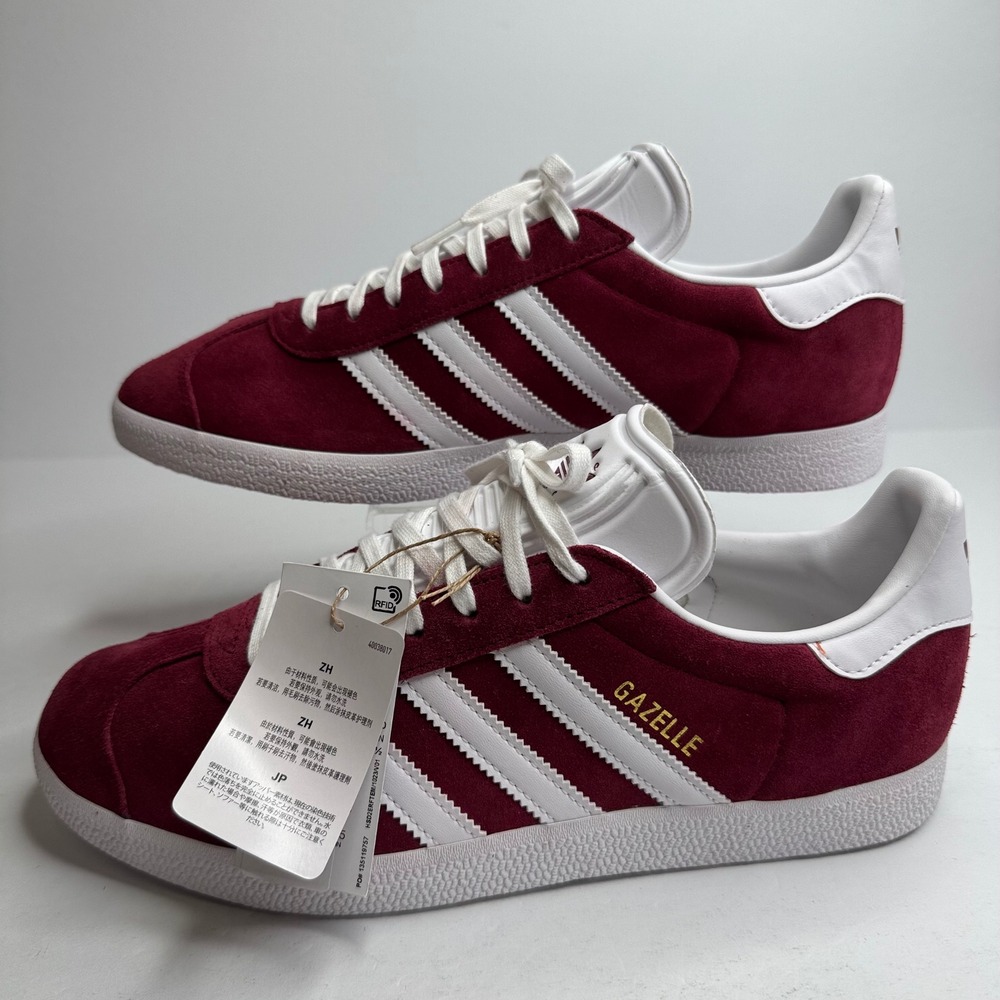 Adidas Gazelle Collegiate Burgundy White Suede Mens Sneakers B41645 Size 9
